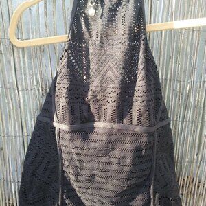 Ann Cole Black Crochet Halter Swim Top - Women's - No Tags - See Measurements